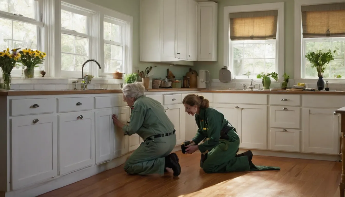 A friendly pest control provider talking with a homeowner in a kitchen in Glassboro